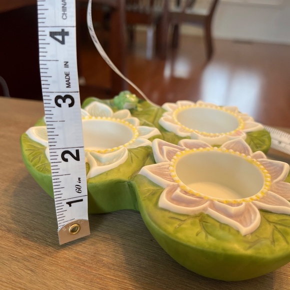 Partylite Pond Lily Pad Frog Lotus Flower Tealights Candle Holder - Picture 7 of 10